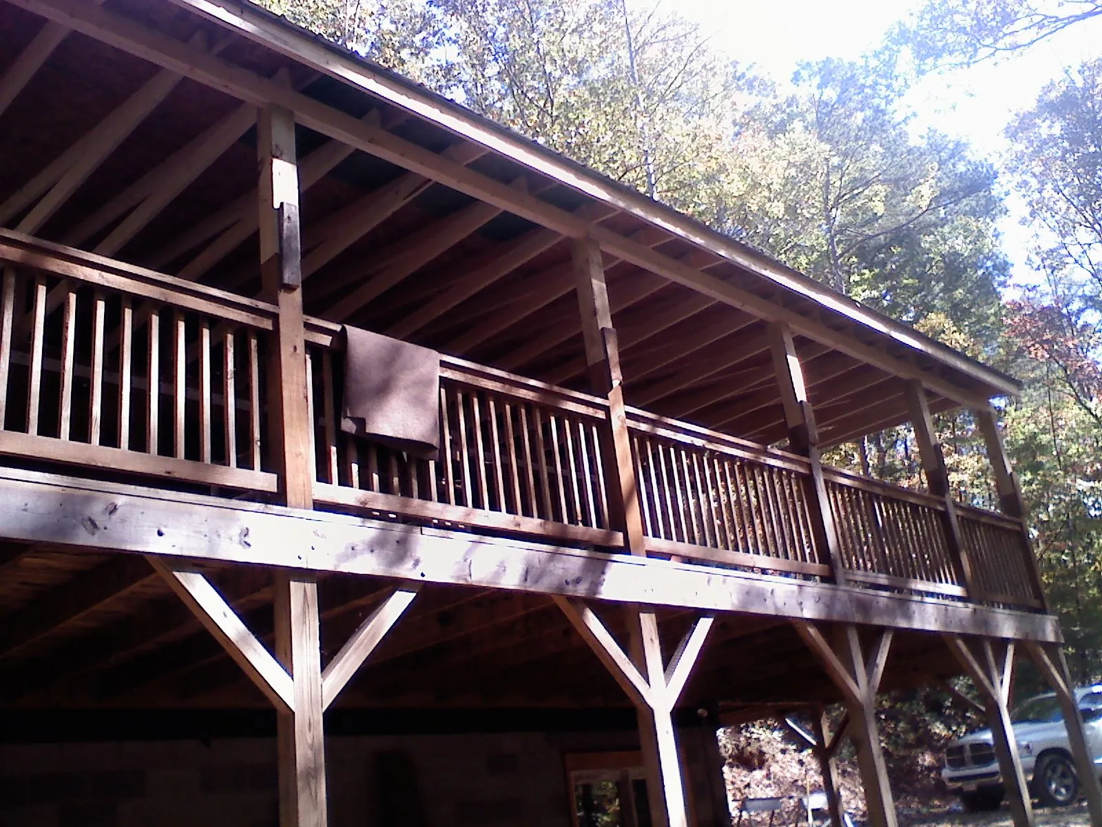 Timber framing under a new elevated porch and deck — Roof Leak Repair in League City by Roofing Brothers